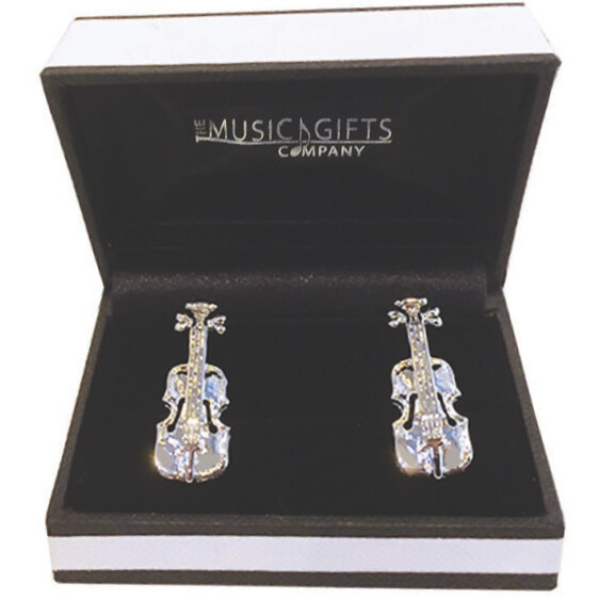 Silver-plated Violin Cufflinks