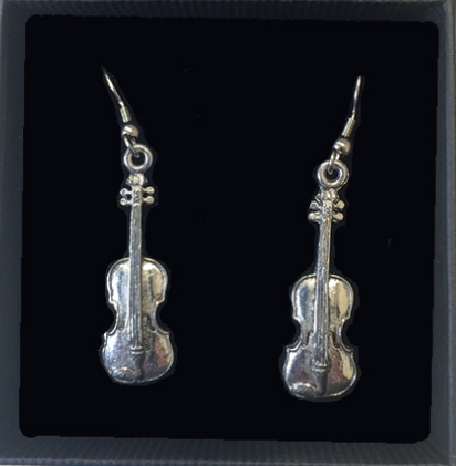 Pewter Violin Earrings
